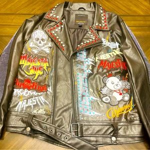 Majestik leather biker style jacket for Men